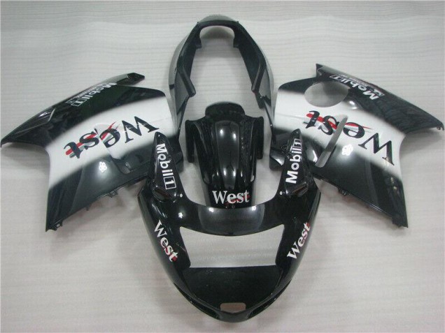 Billige Honda CBR1100XX Blackbird Motorrad Verkleidung 1996-2007 - Glanzendes Schwarz Weiss West
