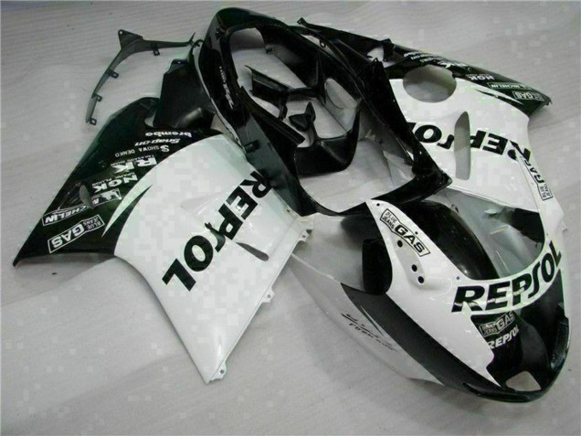 Billige Honda CBR1100XX Blackbird Motorrad Verkleidung 1996-2007 - Weiss Glanzendes Schwarz Repsol
