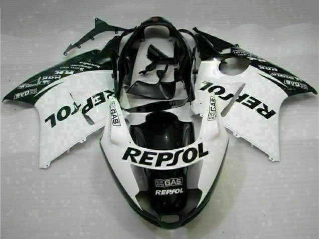 Billige Honda CBR1100XX Blackbird Motorrad Verkleidung 1996-2007 - Weiss Glanzendes Schwarz Repsol