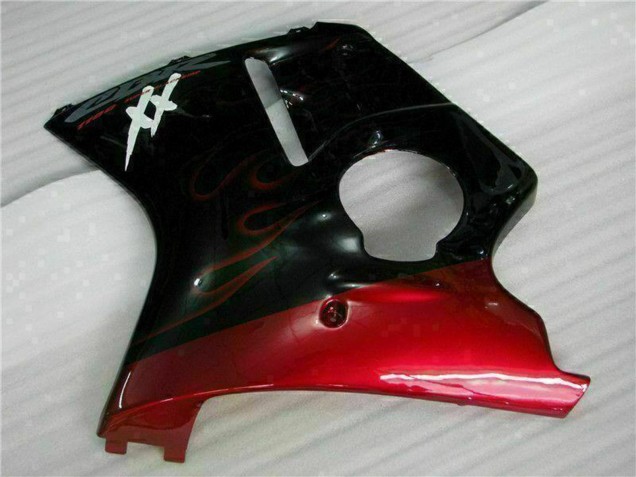 Billige Honda CBR1100XX Blackbird Motorrad Verkleidung 1996-2007 - Glanzendes Schwarz Rot Flamme