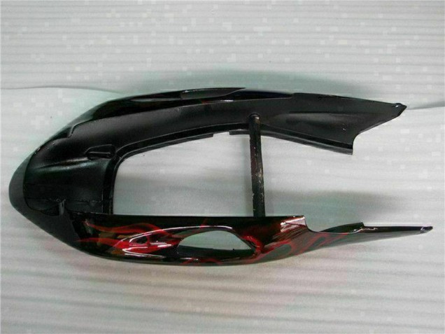 Billige Honda CBR1100XX Blackbird Motorrad Verkleidung 1996-2007 - Glanzendes Schwarz Rot Flamme
