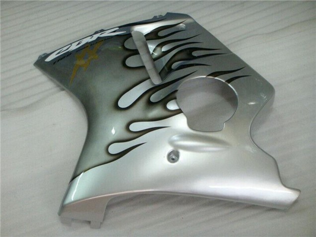 Billige Honda CBR1100XX Blackbird Motorrad Verkleidung 1996-2007 - Silber Schwarz Flamme