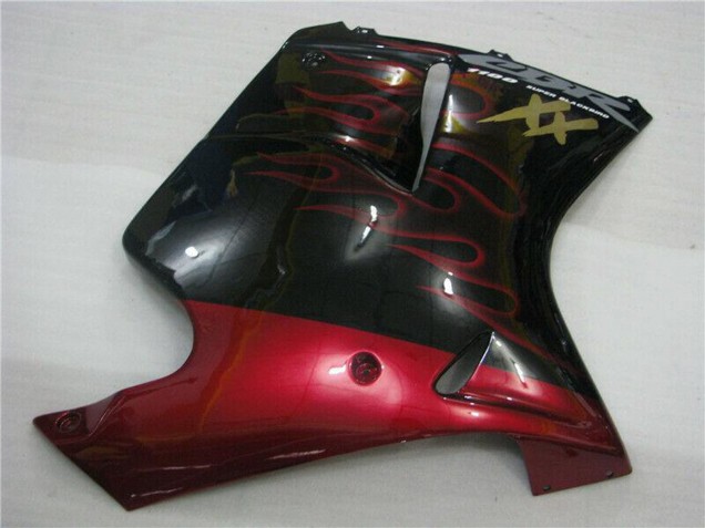 Billige Honda CBR1100XX Blackbird Abs Motorrad Verkleidungen 1996-2007 - Glanzendes Schwarz Rot Flamme