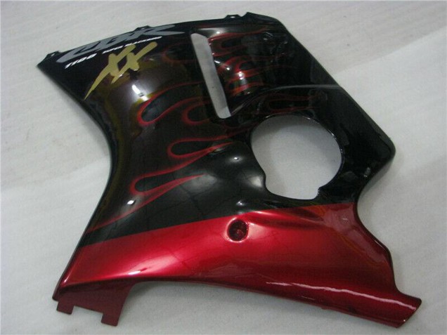 Billige Honda CBR1100XX Blackbird Abs Motorrad Verkleidungen 1996-2007 - Glanzendes Schwarz Rot Flamme