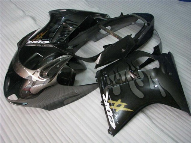 Billige Honda CBR1100XX Blackbird Motorrad Verkleidung 1996-2007 - Glanzendes Schwarz Silber Flamme