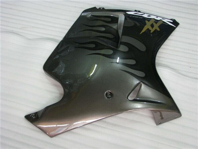 Billige Honda CBR1100XX Blackbird Motorrad Verkleidung 1996-2007 - Glanzendes Schwarz Silber Flamme