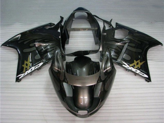 Billige Honda CBR1100XX Blackbird Motorrad Verkleidung 1996-2007 - Glanzendes Schwarz Silber Flamme