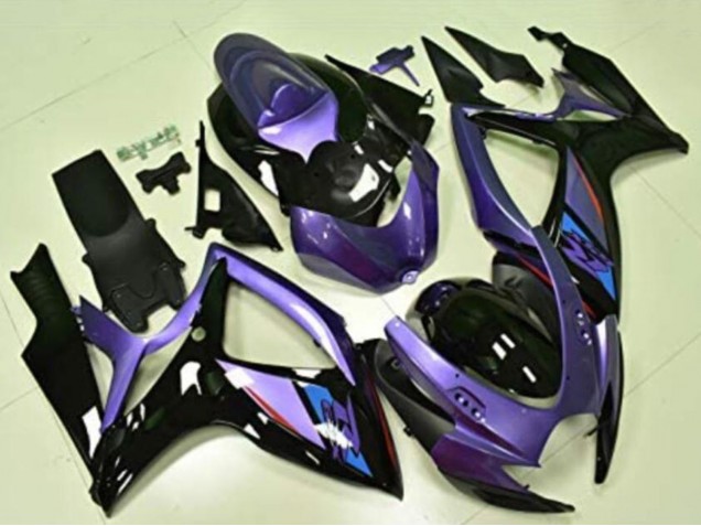 Billige Suzuki GSXR 600/750 Motorrad Verkleidung 2006-2007 - Lila Glanzendes Schwarz Blau