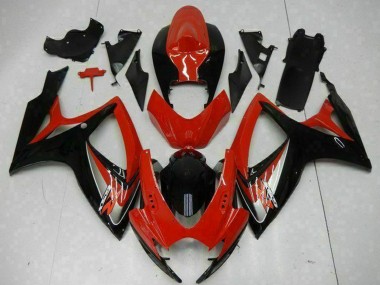 Billige Suzuki GSXR 600/750 Motorrad Verkleidung 2006-2007 - Rot Glanzendes Schwarz