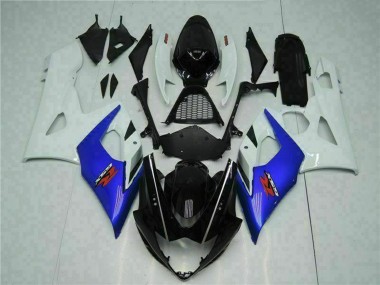Billige Suzuki GSXR 1000 Motorrad Verkleidung 2005-2006 - Weiss Blau Glanzendes Schwarz
