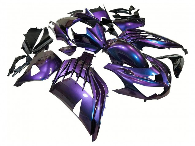 Billige Kawasaki ZX14R ZZR1400 Motorrad Verkleidung 2012-2024 - Chameleon Blau Lila