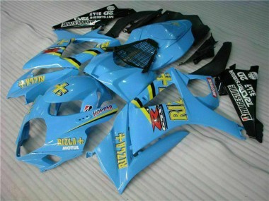 Billige Suzuki GSXR 1000 Motorrad Verkleidung Kit 2007-2008 - Blau Gold Schwarz Rizla