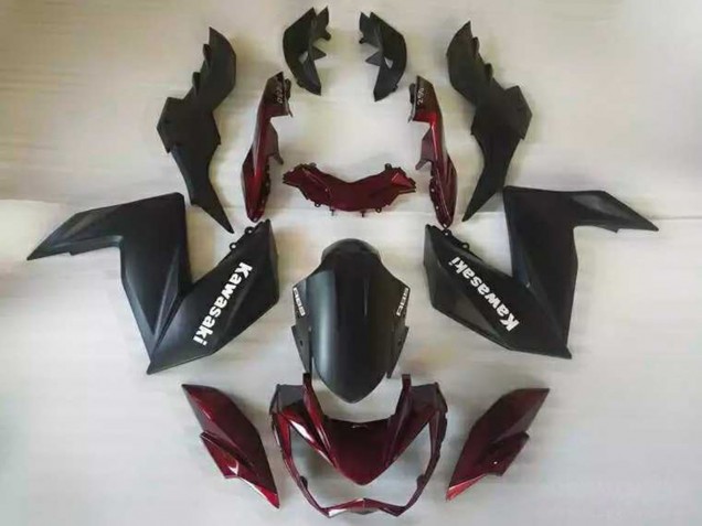 Billige Matt Schwarz Kastanienbraun Rot 2015-2016 Kawasaki Z250/Z300 Motorrad Verkleidung
