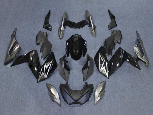 Billige Glänzendes Schwarz Silber 2015-2016 Kawasaki Z250/Z300 Motorrad Verkleidung