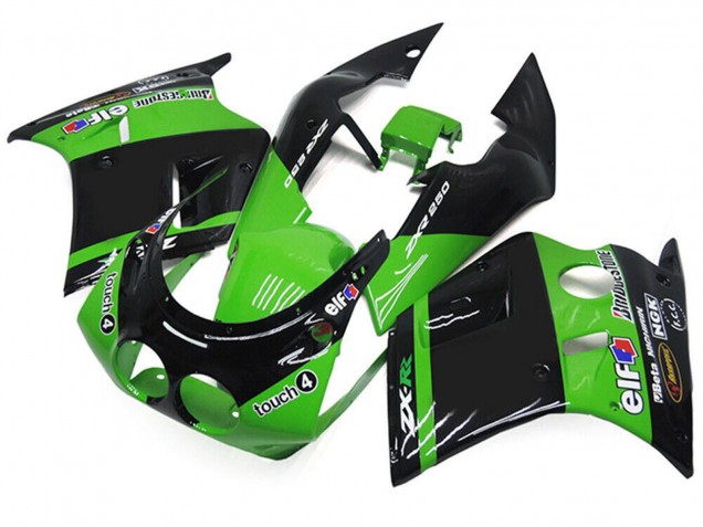 Billige Grün Glänzendes Schwarz Elf Touch4 Bridgestone 1989-1990 Kawasaki ZXR250 Motorrad Verkleidung