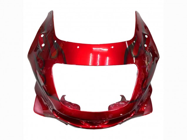 Billige Rot mit Schwarz Flamme 1998-2003 Kawasaki ZZR600 Motorrad Verkleidung