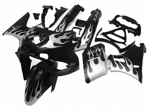 Billige Glänzendes Schwarz Silber Flamme 1998-2003 Kawasaki ZZR600 Motorrad Verkleidung