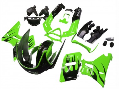 Billige Grün Glänzendes Schwarz Flamme 1998-2003 Kawasaki ZZR600 Motorrad Verkleidung