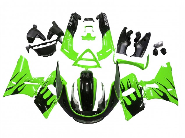 Billige Grün Glänzendes Schwarz Flamme 1998-2003 Kawasaki ZZR600 Motorrad Verkleidung