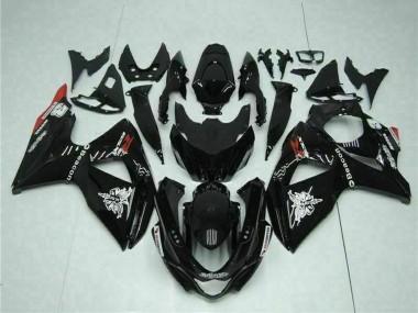 Billige Suzuki GSXR 1000 Motorrad Verkleidung 2009-2016 - Glanzendes Schwarz Rot Leuchtfeuer Motul