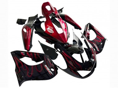 Billige Schwarz mit Rot Flamme 1997-2007 Yamaha YZF 1000R Thunderace Motorrad Verkleidung Kit
