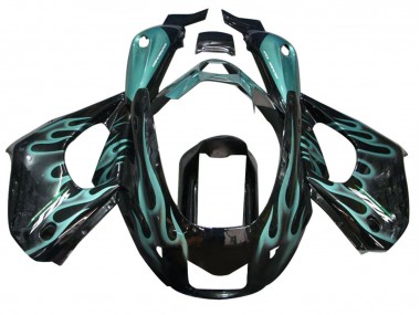 Billige Glänzendes Schwarz mit Blau Flamme 1997-2007 Yamaha YZF 1000R Thunderace Motorrad Verkleidung