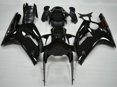 Billige Kawasaki ZX6R Motorrad Verkleidung 2003-2004 - Glanzendes Schwarz