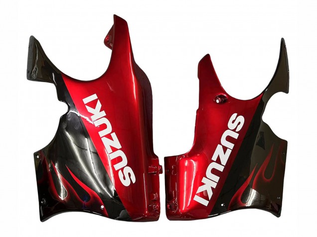 Billige Glänzendes Schwarz Rot Flamme 2004-2006 Suzuki GSX600F/GSX750F Motorrad Verkleidung