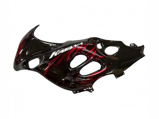 Billige Glänzendes Schwarz Rot Flamme 2004-2006 Suzuki GSX600F/GSX750F Motorrad Verkleidung