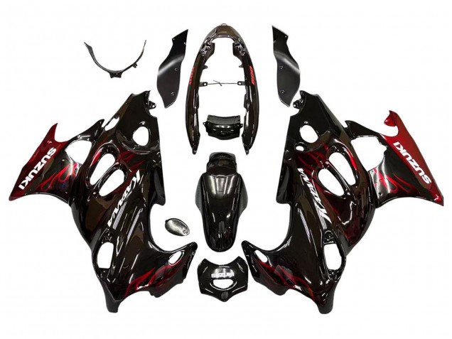 Billige Glänzendes Schwarz Rot Flamme 2004-2006 Suzuki GSX600F/GSX750F Motorrad Verkleidung