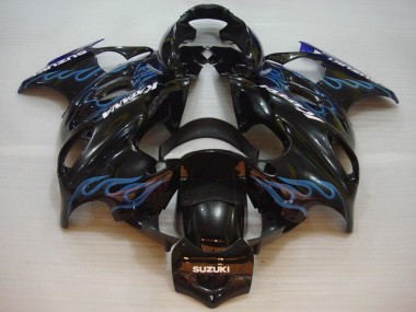 Billige Glänzendes Schwarz Blau Flamme 2004-2006 Suzuki GSX600F/GSX750F Motorrad Verkleidung