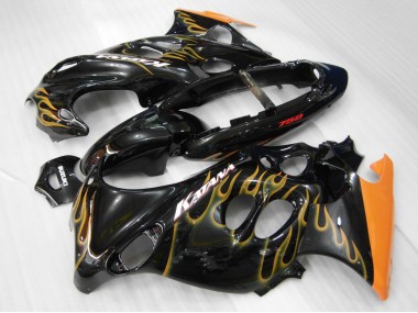 Billige Glänzendes Schwarz Orange Flamme Katana 2004-2006 Suzuki GSX600F/GSX750F Motorrad Verkleidung