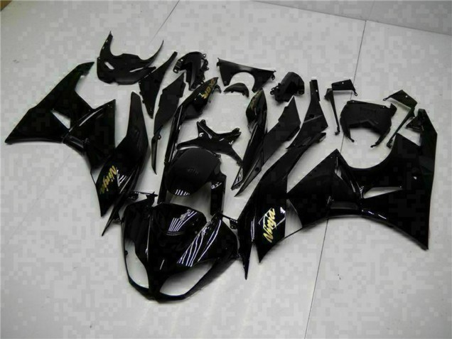 Billige Kawasaki ZX6R Motorrad Verkleidung 2009-2012 - Glanzendes Schwarz Gold Ninja
