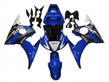 Billige Blau Weiß Glänzendes Schwarz Yamalube 2003-2004 Yamaha YZF R6 Motorrad Verkleidung