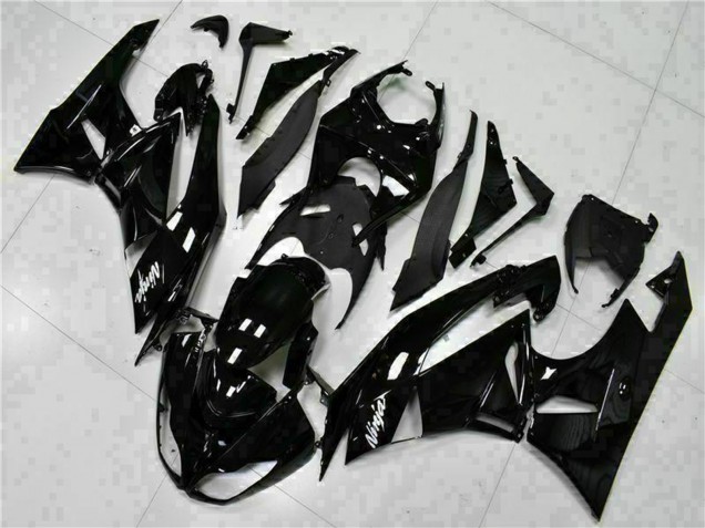 Billige Kawasaki ZX6R Motorrad Verkleidung 2009-2012 - Glanzendes Schwarz Weiss Ninja