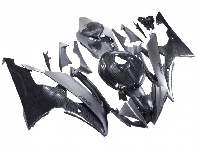 Billige Grau Schwarz Carbonfaser Stil 2008-2016 Yamaha YZF 600 R6 Motorrad Verkleidung