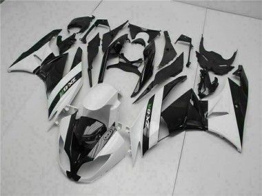 Billige Kawasaki ZX6R Motorrad Verkleidung 2009-2012 - Glanzendes Schwarz Weiss