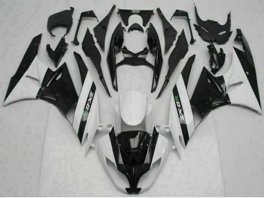 Billige Kawasaki ZX6R Motorrad Verkleidung 2009-2012 - Glanzendes Schwarz Weiss
