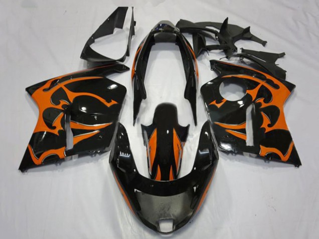 Billige Glänzendes Schwarz Orange Flamme 1996-2007 Honda CBR1100XX Blackbird Motorrad Verkleidung