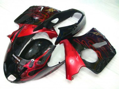 Billige Glänzendes Schwarz Rot Flamme 1996-2007 Honda CBR1100XX Blackbird Motorrad Verkleidung Kit