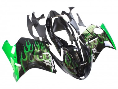 Billige Glänzendes Schwarz Grün Flamme 1996-2007 Honda CBR1100XX Blackbird Motorrad Verkleidung