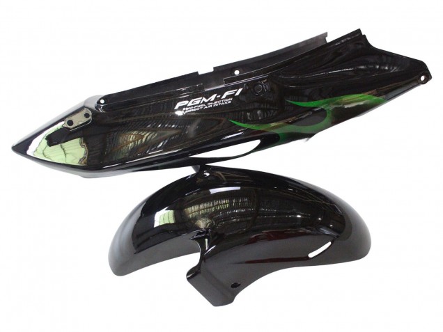 Billige Glänzendes Schwarz Grün Flamme 1996-2007 Honda CBR1100XX Blackbird Motorrad Verkleidung