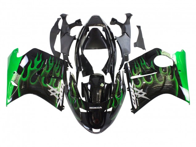 Billige Glänzendes Schwarz Grün Flamme 1996-2007 Honda CBR1100XX Blackbird Motorrad Verkleidung