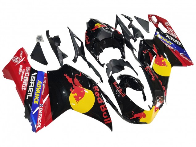 Billige Glänzendes Schwarz Gelb Blau Red Bull 2007-2014 Ducati 848/1098/1198 Motorrad Verkleidung