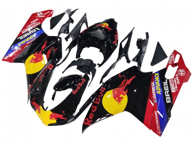 Billige Glänzendes Schwarz Gelb Blau Red Bull 2007-2014 Ducati 848/1098/1198 Motorrad Verkleidung