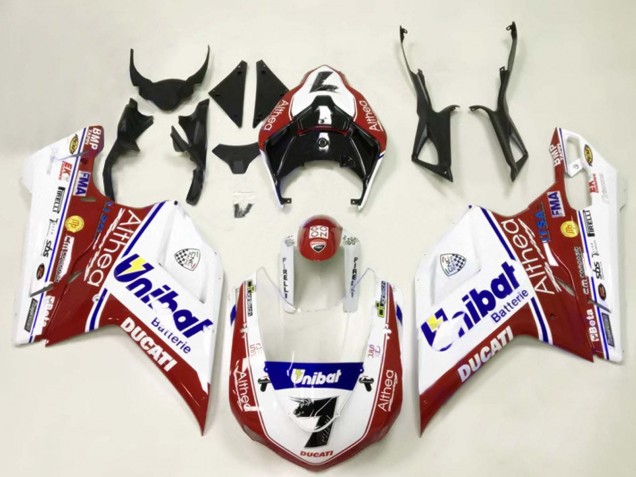 Billige Weiß Rot Blau Unibat 7 2007-2014 Ducati 848/1098/1198 Motorrad Verkleidung