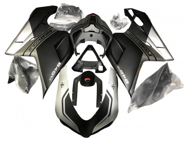 Billige Silber Matt Schwarz 2007-2014 Ducati 848 Motorrad Verkleidung