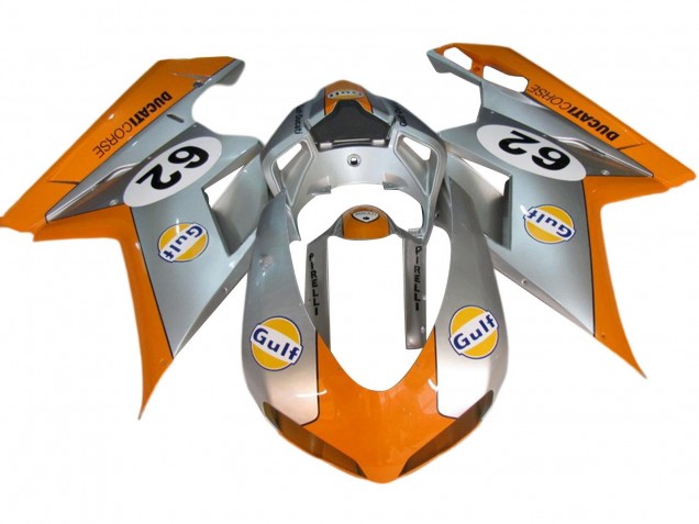 Billige Silber Orange Gulf 62 2007-2014 Ducati 848/1098/1198 Motorrad Verkleidung