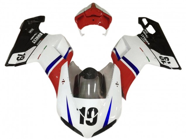 Billige Weiß Rot Blau Glänzendes Schwarz 19 2007-2014 Ducati 848/1098/1198 Motorrad Verkleidung