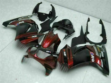 Billige Kawasaki EX250 Motorrad Verkleidung 2008-2012 - Glanzendes Schwarz Kastanienbraun Rot